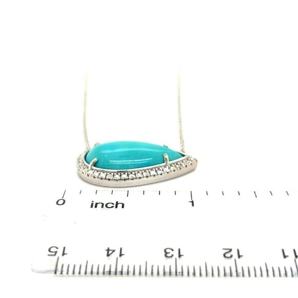 Persian Turquoise Diamond Pendant 18.5" 14k WG 11.36 TCW Certified 300680 - Picture 3 of 9